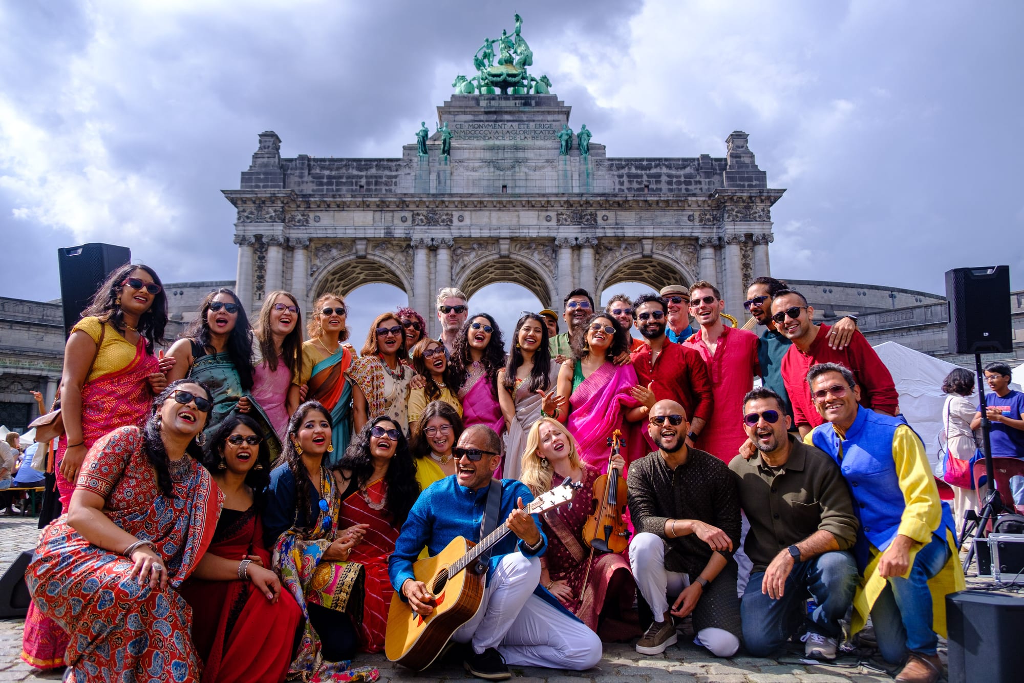 The Brussels Bollywood Choir performing at the Cinquantenaire, Brussels